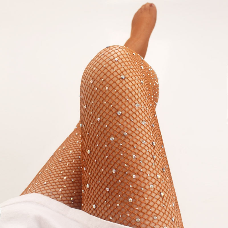 Tan fishnets with outlet rhinestones