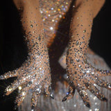 Luxe - Drag Queen Stretch Rhinestone Gloves-Queenofdrag.com