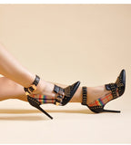 Shopping Queen -Drag Queen Plaid High Heels With Rivets-Queenofdrag.com