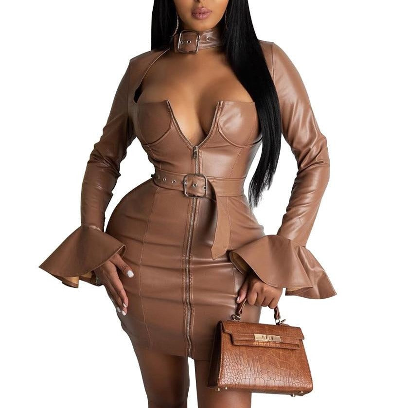 Brown Leather Dress, and Make it Sexy - Fly Fierce Fab