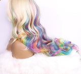 Synthetic Lace Front Rainbow Blonde Heat Resistant Drag Queen Wig-Queenofdrag.com