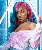 Heat Resistant Pink Blue Ombre Synthetic Lace Front Drag Queen Wig-Queenofdrag.com