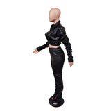 Dangerous - Drag Queen PU Faux Leather Two Pieces Outfit-Queenofdrag.com