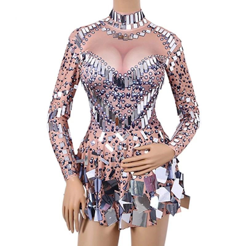 drag queen sequin dress Stellar Sci-Fi Sequin Silver Drag Queen Transvestite Pageant Gown