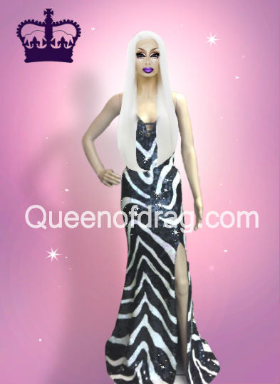 Princess Striped - Custom Made Drag Queen Sequin Gown-Queenofdrag.com