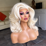👑 Bombshell Synthetic Drag Queen Lace Front Wig — Platinum Blonde & Pure Glamour ✨-Queenofdrag.com