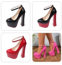 Drag Queen 5.5cm Platform 16cm Super High Chunky Heels Plus size 35 to 49-Queenofdrag.com