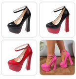 Drag Queen 5.5cm Platform 16cm Super High Chunky Heels Plus size 35 to 49-Queenofdrag.com