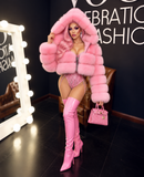 💗 Pink Faux Fur Hooded Coat – The Ultimate Drag Queen Statement Piece!-Queenofdrag.com