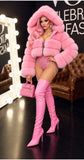 💗 Pink Faux Fur Hooded Coat – The Ultimate Drag Queen Statement Piece!-Queenofdrag.com