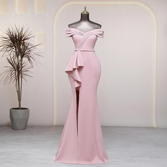 Envy - Elegant side slits pink candy color drag queen dress Envy - Elegant side slits pink candy color drag queen dress