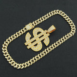 Dollar - Big Hip Hop Dollar Pendant Necklace-Queenofdrag.com
