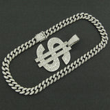 Dollar - Big Hip Hop Dollar Pendant Necklace-Queenofdrag.com