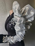 Liza - Black Beaded Mini Bodycon Tailored Dress-Queenofdrag.com