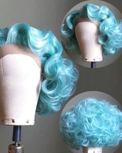 Ice blue wavy drag queen wig-Queenofdrag.com