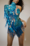 Tamara - Sexy Drag Queen Rhinestone Sequins Bodysuit-Queenofdrag.com