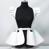 Ruffle Skirt and faux Leather Body Harness-Queenofdrag.com