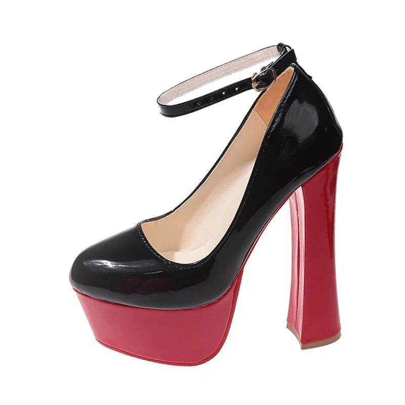Escarpins Plateforme Qupid Taille 8 (US) - Talons Aiguilles Hauts Noirs - Occasion Usure Semelle