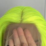 Black with Neon Green Roots Long Silky Lace Front Drag Queen Wig-Queenofdrag.com