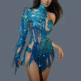 Tamara - Sexy Drag Queen Rhinestone Sequins Bodysuit-Queenofdrag.com