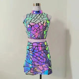 Jenniffer - Shiny Laser Mirror Drag Queen Dress-Queenofdrag.com