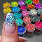 24-teiliges Set, holografisch, Glitzer