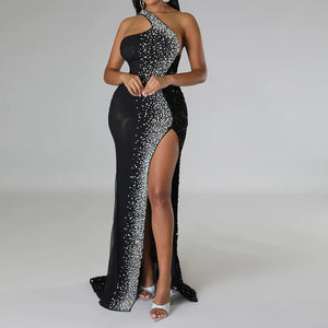 Shirley - Sequined Asymetric Drag Queen Dress-Queenofdrag.com