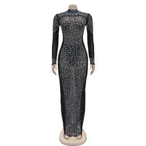 Aya : Drag Queen Rhinestones Long Glam Maxi Dress-Queenofdrag.com