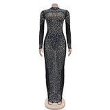 Aya : Drag Queen Rhinestones Long Glam Maxi Dress-Queenofdrag.com