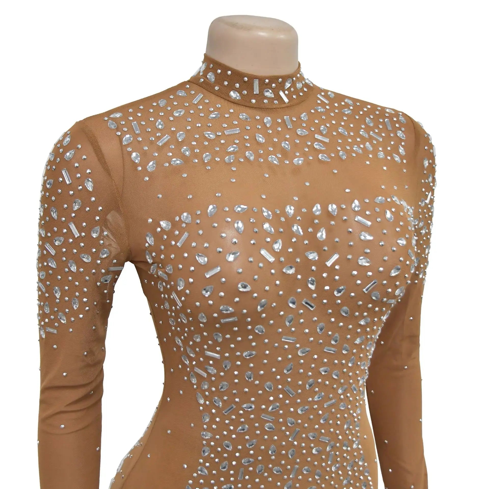 Aya : Drag Queen Rhinestones Long Glam Maxi Dress