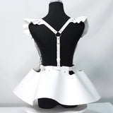 Ruffle Skirt and faux Leather Body Harness-Queenofdrag.com