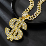 Dollar - Big Hip Hop Dollar Pendant Necklace-Queenofdrag.com
