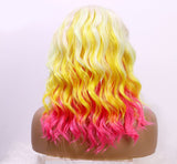 Rainbow Synthetic Drag Queen Ombre Blonde Pink Yellow Lace Front Wig-Queenofdrag.com