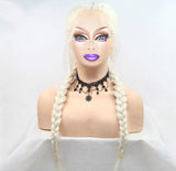 Polar Blonde Double Braid With Baby Hair Drag Queen Lace Front Wig-Queenofdrag.com