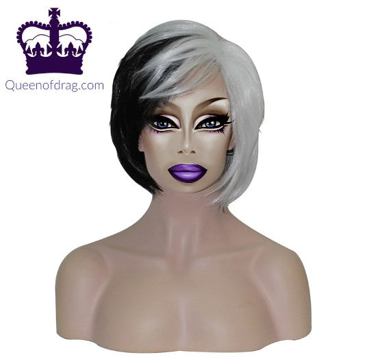 Black and White Drag Queen Wig-Queenofdrag.com