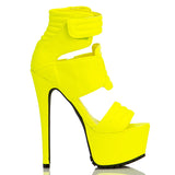 Warrior - Original Fashion Drag Queen Platform Sandals Black Yellow-Queenofdrag.com