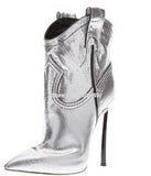Blade - Drag Queen Gold Or Silver Lizard Pattern Ankle Boots-Queenofdrag.com