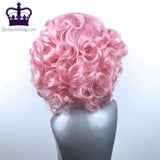 Short Curly Pink Drag Queen Lace Front Wig-Queenofdrag.com