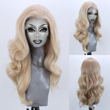 Golden Blonde Long Wavy Synthetic Lace Front Drag Queen Wig-Queenofdrag.com