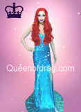 Princess blue - Custom Made Drag Queen Sequin Gown-Queenofdrag.com