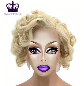 Drag Queen Side Part Short Curly Blonde Synthetic Lace Front Wig-Queenofdrag.com