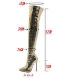 Salamandre - Drag queen Black/Gold/Silver Stiletto Crocodile Boots - Plus Size-Queenofdrag.com