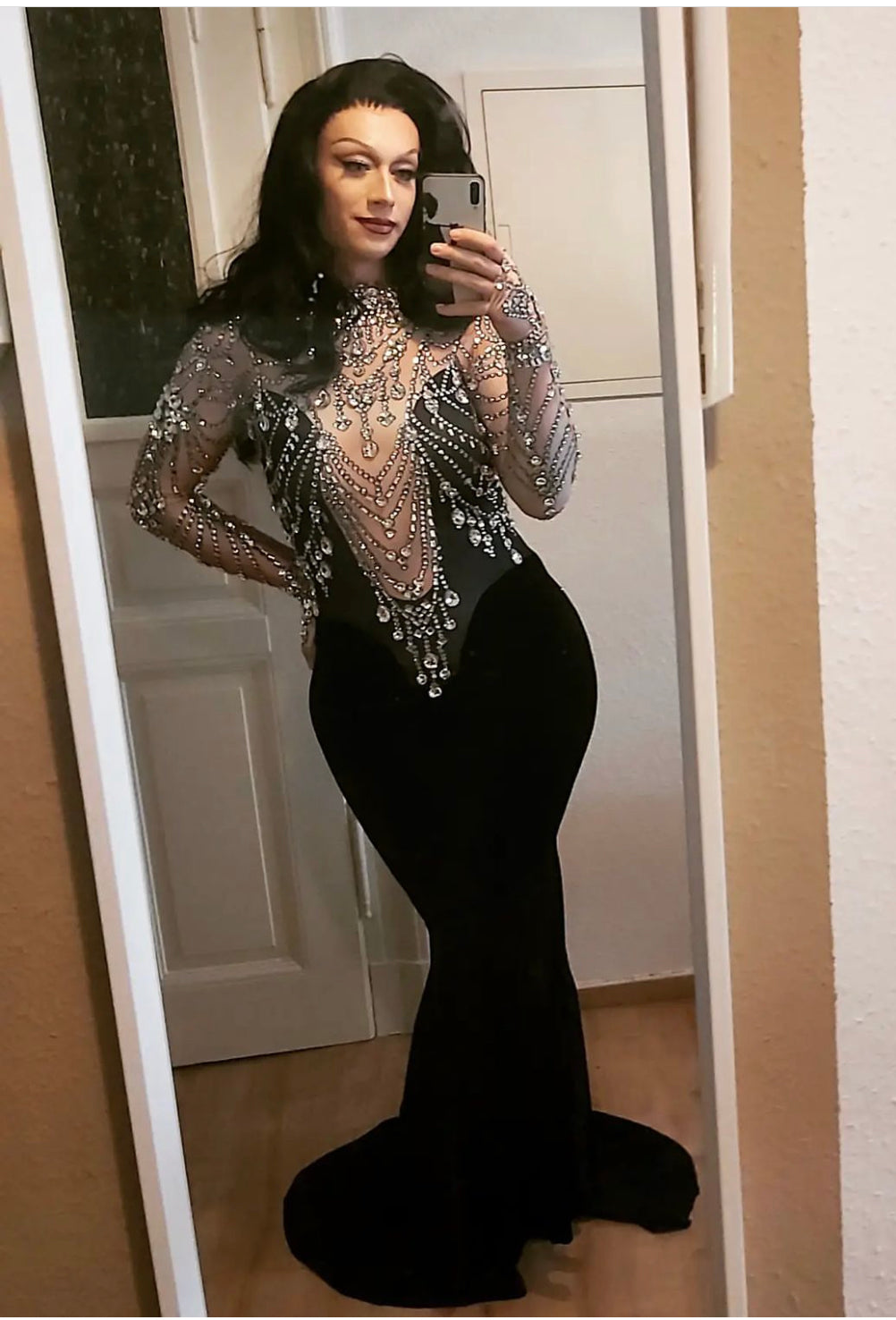 drag queen mermaid dress Divine - Drag Queen Rhinestone Velvet Mermaid Dress