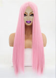 22"-26" Drag Queen Straight Pink Lace Front Wig-Queenofdrag.com