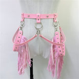 Pink or Black Faux Leather Drag Queen Bra and Harness Set-Queenofdrag.com