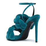 Bunny - Velvet Weave Drag Queen Stiletto Sandals-Queenofdrag.com