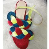 Bunny - Velvet Weave Drag Queen Stiletto Sandals-Queenofdrag.com