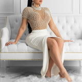 Perlée - Drag Queen Dress Full Of Pearls-Queenofdrag.com