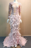 Swanny - Drag Queen Feather and Rhinestone Mermaid Dress-Queenofdrag.com