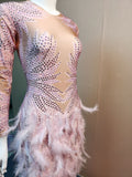 Swanny - Drag Queen Feather and Rhinestone Mermaid Dress-Queenofdrag.com